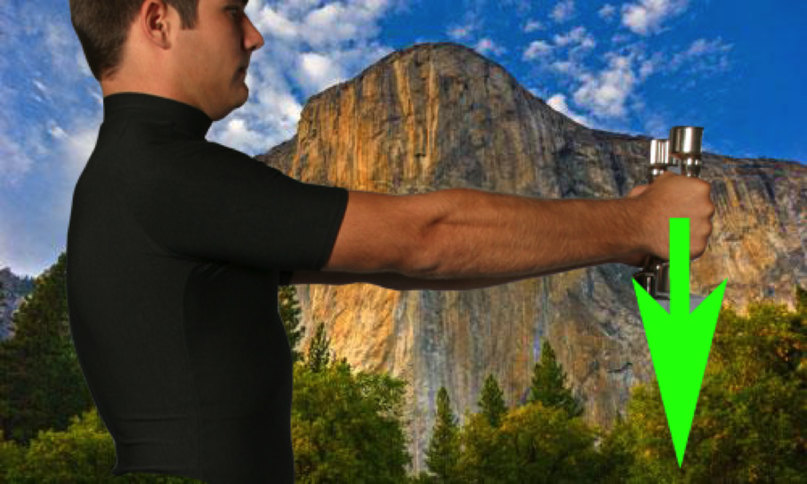 A Guy From The Google demonstrating the ideal shoulder position, also El Cap.