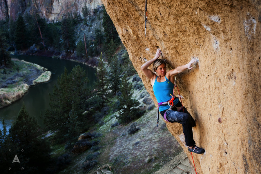 Mayan Smith-Gobat pulling the rose move on Rude Boys at Smith Rock, OR.